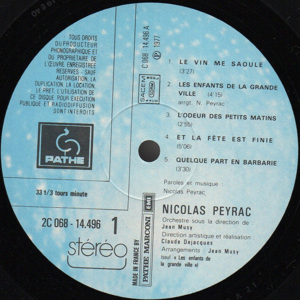 Nicolas Peyrac : Et La Fête Est Finie... (LP, Album, Gat)