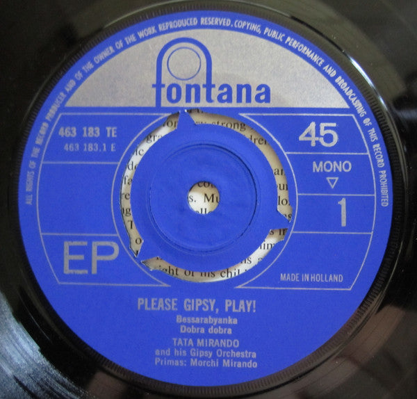 Tata Mirando And His Gipsy Orchestra : Please Gipsy, Play!  (7", EP, Mono)