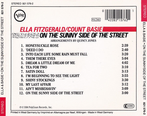 Ella Fitzgerald & Count Basie : On The Sunny Side Of The Street (CD, Album, RE)