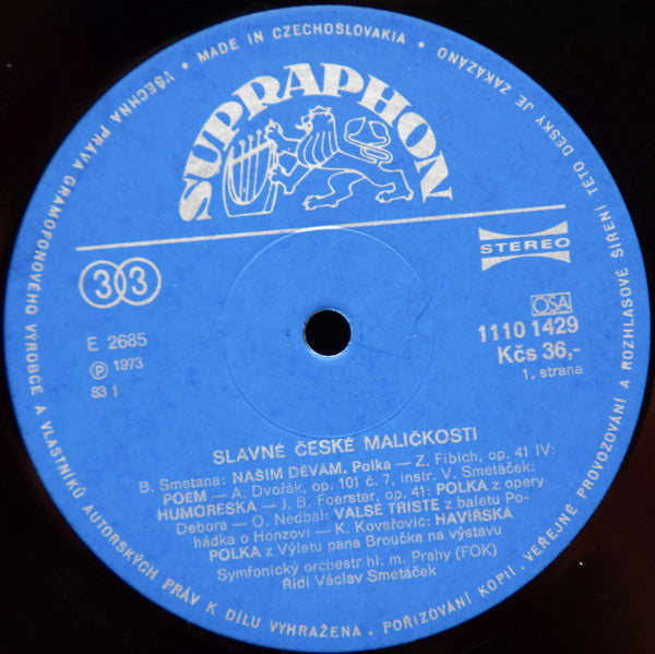 Václav Smetáček, The Prague Symphony Orchestra : Slavné České Maličkosti (LP, RP)