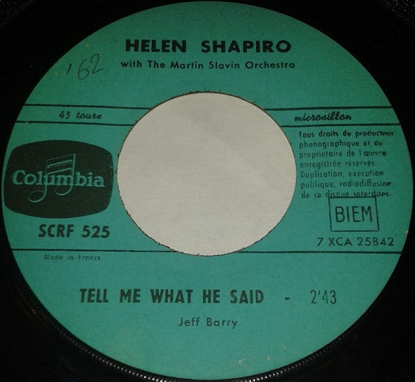 Helen Shapiro : Tell Me What He Said / I Apologise (7", Single)