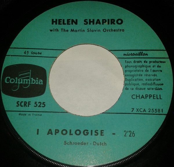 Helen Shapiro : Tell Me What He Said / I Apologise (7", Single)