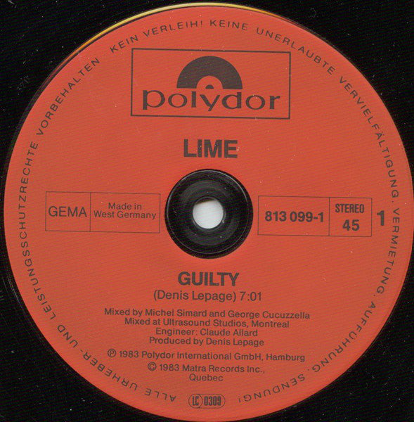 Lime (2) : Guilty (12", Maxi)
