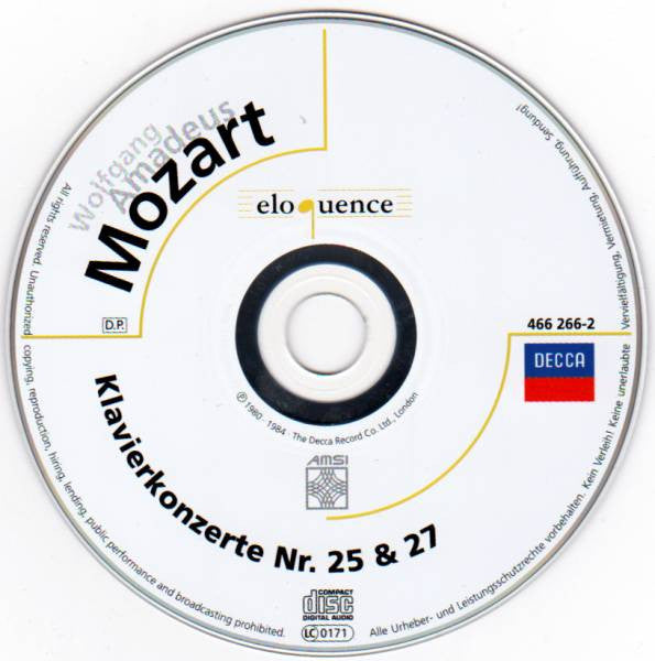 Wolfgang Amadeus Mozart / Vladimir Ashkenazy • Philharmonia Orchestra : Klavierkonzerte Nr. 25 & 27 (CD, Comp, RE)
