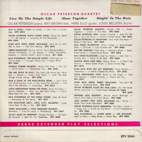 Oscar Peterson : Recital By Oscar Peterson (7", EP)