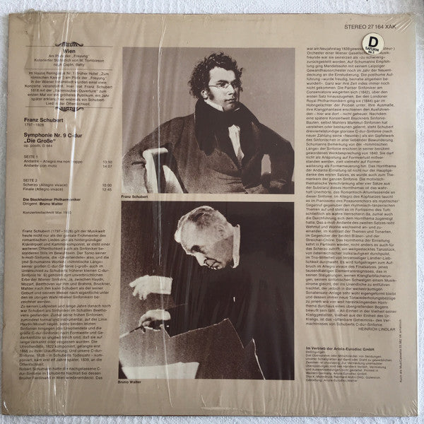 Franz Schubert, Bruno Walter, Stockholms Konsertförenings Orkester : Symphonie Nr. 9 "Die Große" (LP, Album)