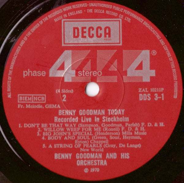 Benny Goodman And His Orchestra : Benny Goodman Today (2xLP, Gat)