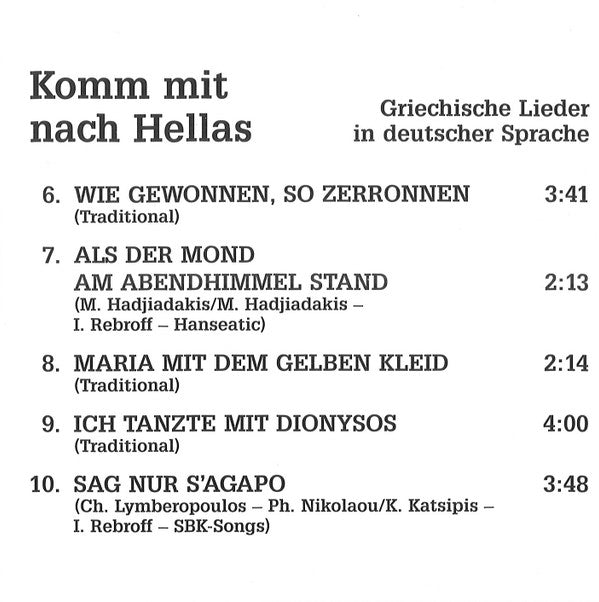 Ivan Rebroff : Komm Mit Nach Hellas (CD, Album)