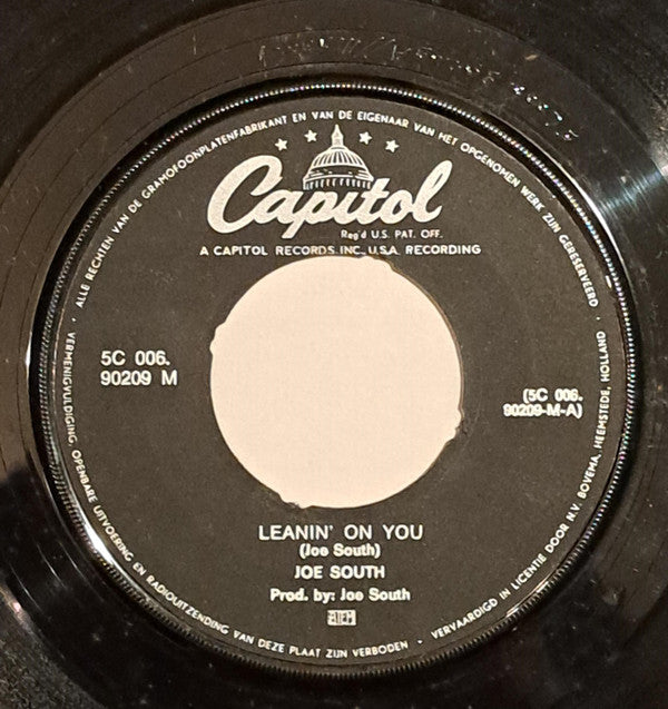 Joe South : Leanin' On You / Don't You Be Ashamed (7", Single)