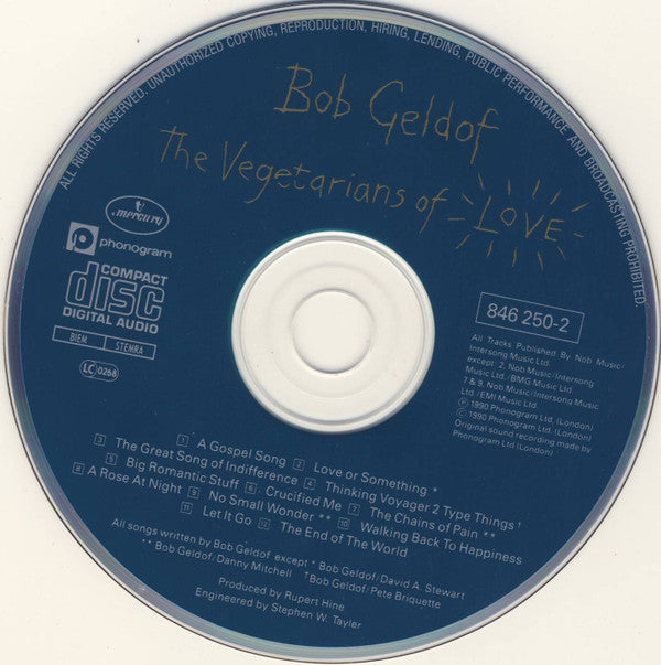 Bob Geldof : The Vegetarians Of Love (CD, Album)