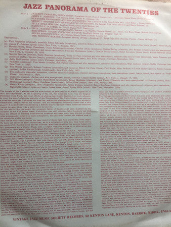 Various : Jazz Panorama Of The Twenties (LP, Comp)