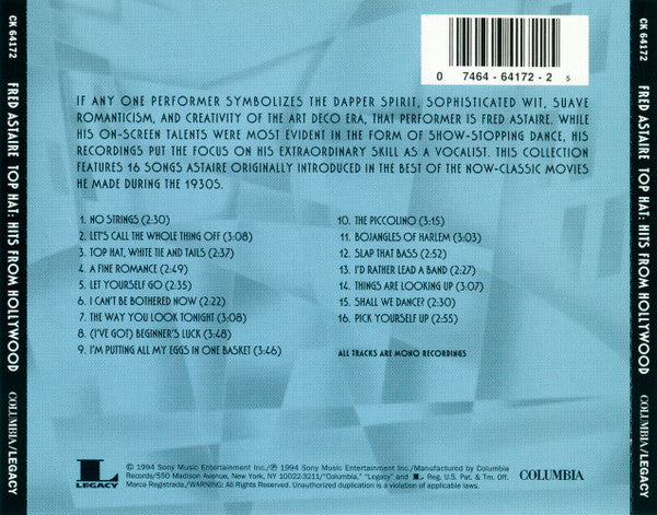 Fred Astaire : Top Hat: Hits From Hollywood (CD, Comp, Mono)