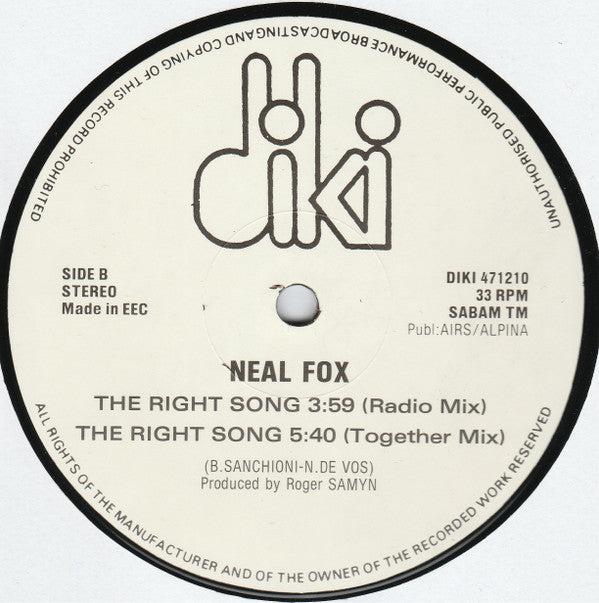 Neal Foxx* : The Right Song (12")