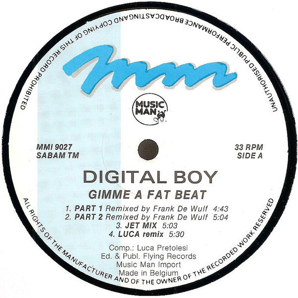 Digital Boy : Gimme A Fat Beat (Remix) (12")