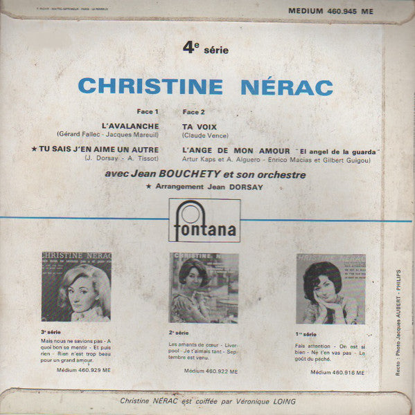 Christine Nerac : L'Avalanche (7", EP, Mono)