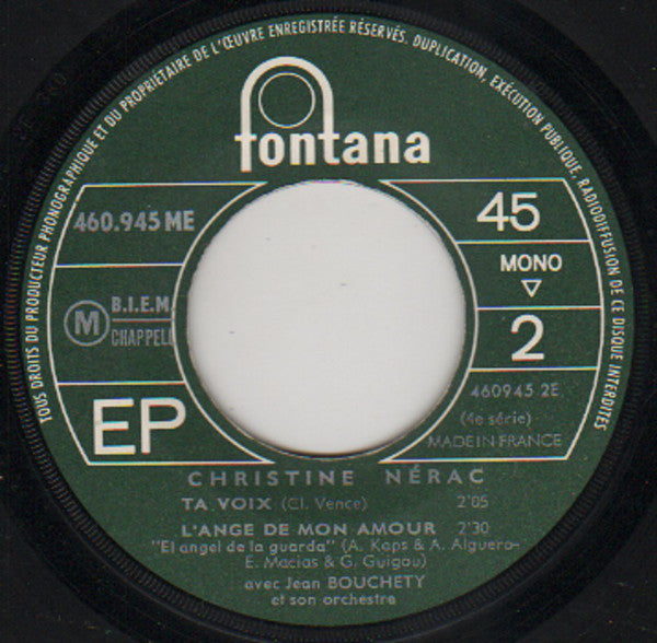 Christine Nerac : L'Avalanche (7", EP, Mono)