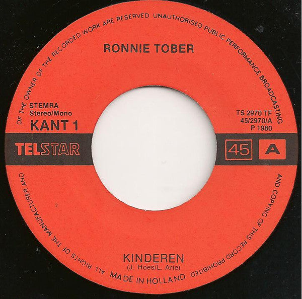 Ronnie Tober : De Zon In M'n Hart (7", Single)