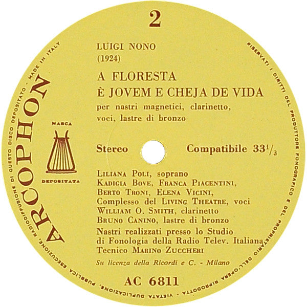 Luigi Nono : A Floresta É Jovem E Cheja De Vida (LP, Album)