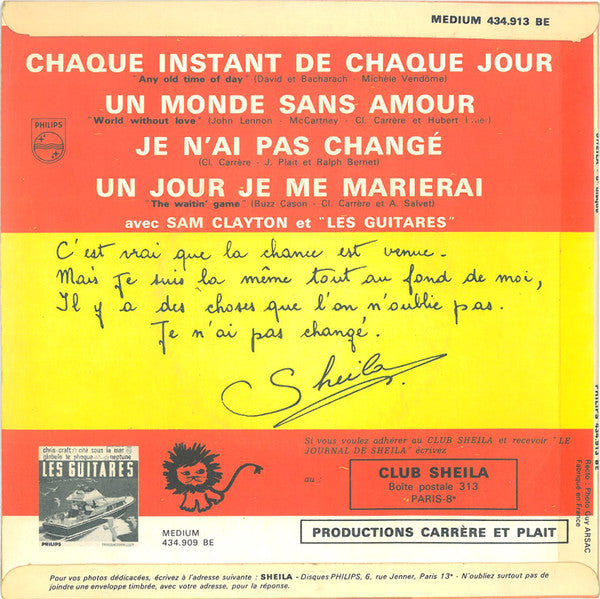Sheila (5) : Chaque Instant De Chaque Jour  (7", EP, Mono)