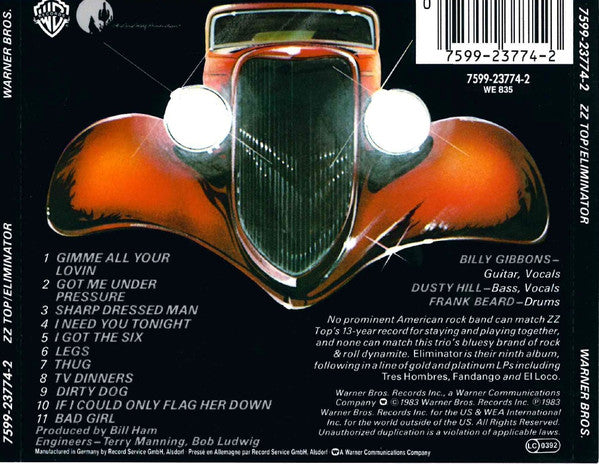 ZZ Top : Eliminator (CD, Album, RE)