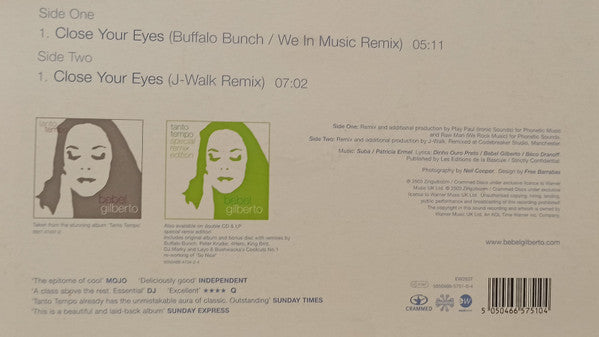 Bebel Gilberto : Close Your Eyes (12", Single)