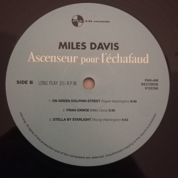 Miles Davis : Ascenseur Pour L'Échafaud (LP, Album, RE, 180)
