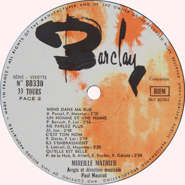 Mireille Mathieu : En Direct De L'Olympia (LP, Album, Gat)