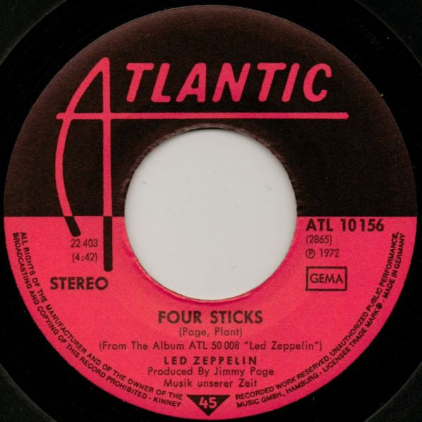 Led Zeppelin : Rock And Roll / Four Sticks (7", Single)