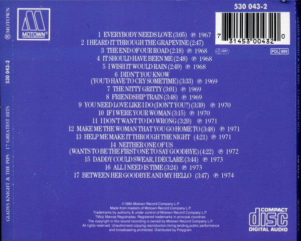 Gladys Knight And The Pips : 17 Greatest Hits (CD, Comp, RE)