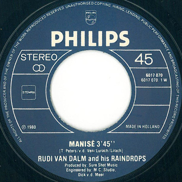 Rudi van Dalm And His Raindrops : Manisé (7", Single)