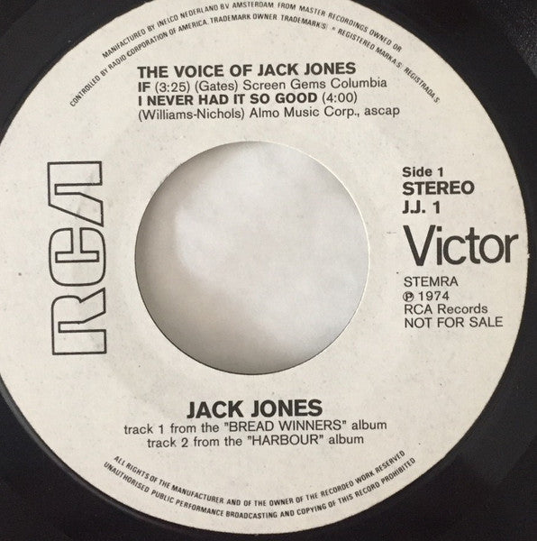 Jack Jones : The Voice Of Jack Jones (7", Single)