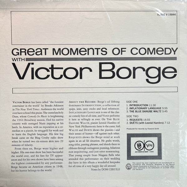 Victor Borge (2) : Great Moments Of Comedy With Victor Borge (LP, Album, Mono)