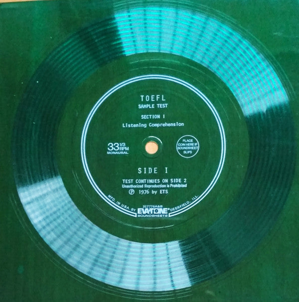 Unknown Artist : TOEFL Sample Test (Flexi, 7", Mono, Blu)