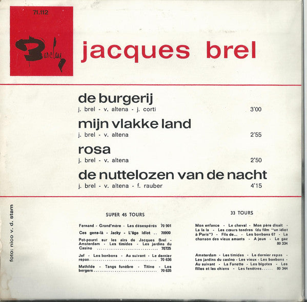 Jacques Brel : De Burgerij (7", EP, RE)