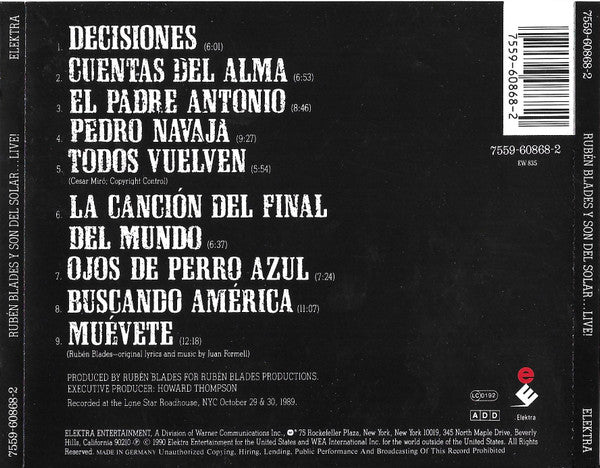 Ruben Blades Y Son Del Solar : Live! (CD, Album)