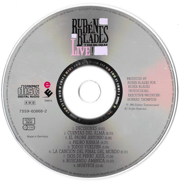 Ruben Blades Y Son Del Solar : Live! (CD, Album)