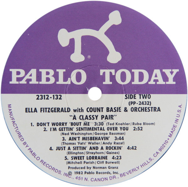 Ella Fitzgerald Sings Count Basie Plays With Count Basie Orchestra : A Classy Pair (LP, Album)
