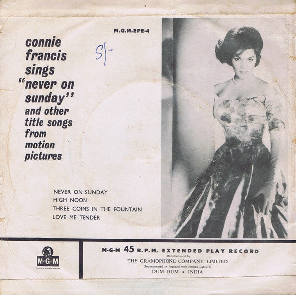 Connie Francis : Connie Francis Sings "Never On Sunday" And Other Title Songs From Motion Pictures (7", EP)
