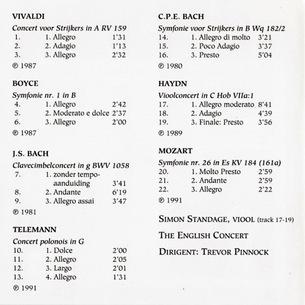 Trevor Pinnock, The English Concert : Trevor Pinnock - The English Concert (CD, Comp, Promo)