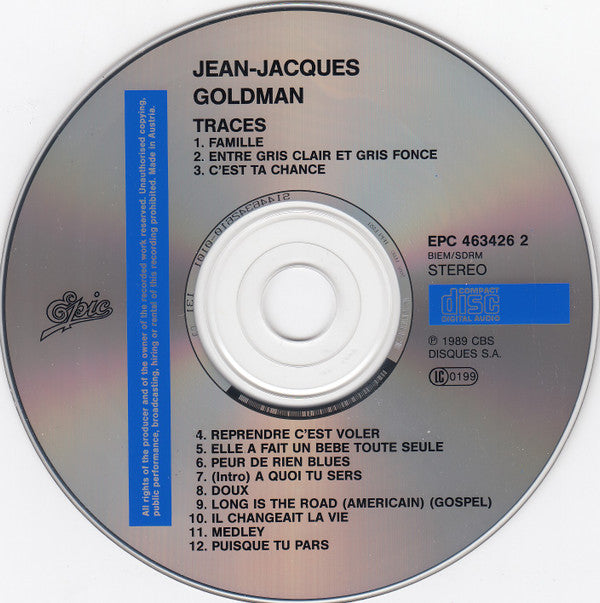 Jean-Jacques Goldman : Traces (CD, Album, RE)