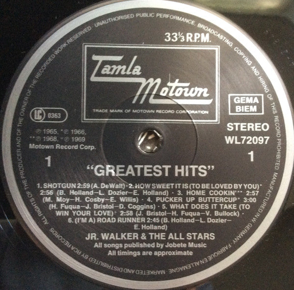 Junior Walker & The All Stars : Greatest Hits (LP, Comp, RE)