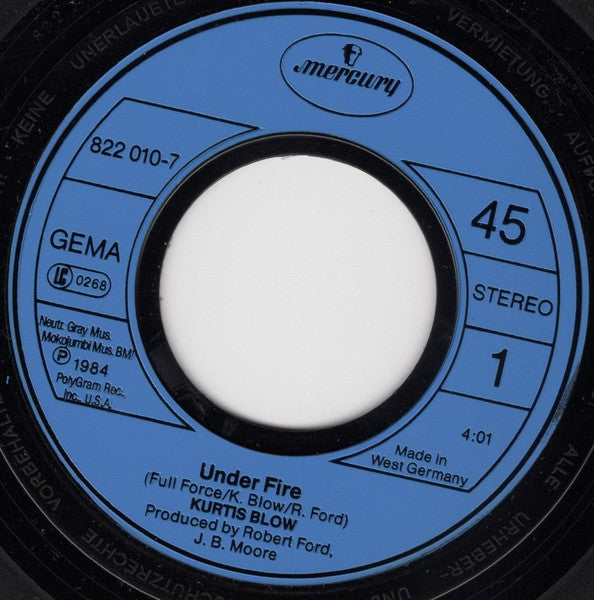 Kurtis Blow : Under Fire (7", Single)
