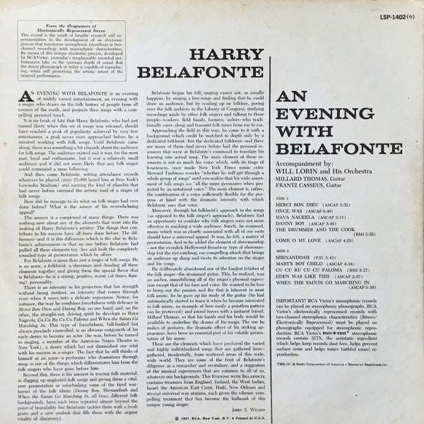 Harry Belafonte : An Evening With Belafonte (LP, Album, RE)
