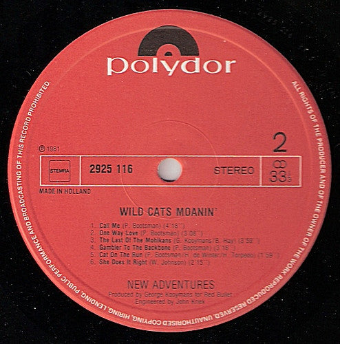 New Adventures : Wild Cats Moanin' (LP, Album)