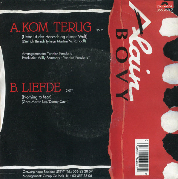Alain Bovy : Kom Terug (7")