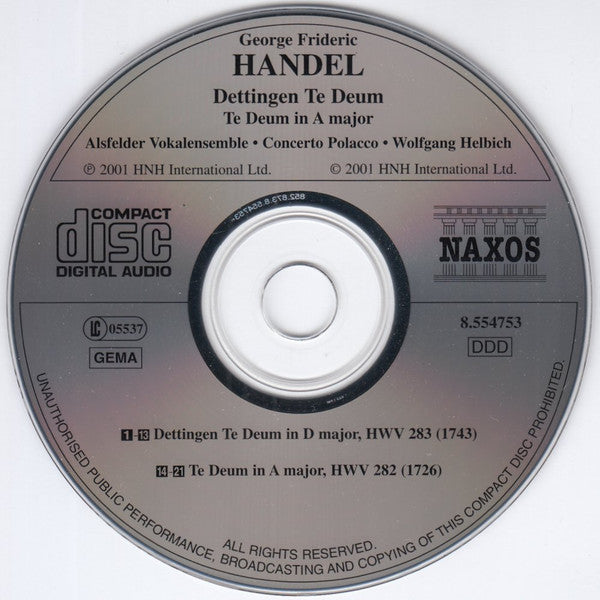 Georg Friedrich Händel - Dorothee Mields, Ulrike Andersen, Mark Wilde (4), Chris Dixon (9), Alsfelder Vokalensemble, Concerto Polacco, Wolfgang Helbich : Dettingen. Te Deum In A Major (CD, Album)