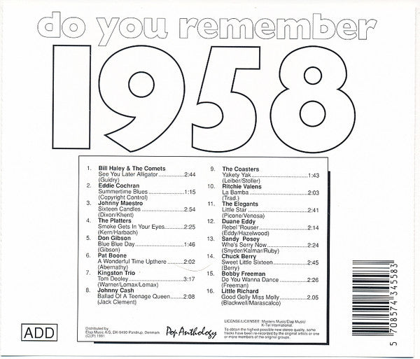 Various : Do You Remember 1958 (CD, Comp)