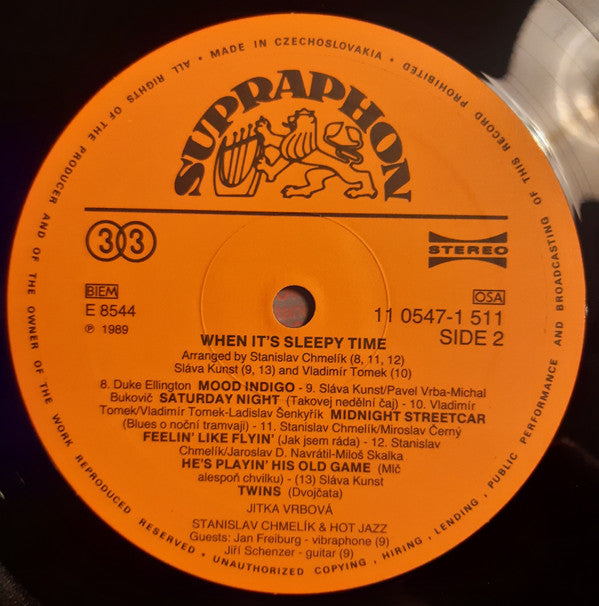 Jitka Vrbová & Hot Jazz Praha : When It's Sleepy Time (LP)