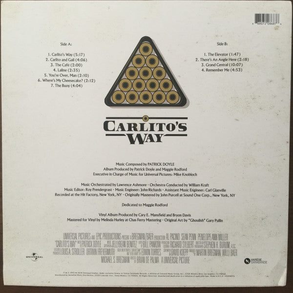 Patrick Doyle : Carlito's Way (Original Motion Picture Score) (LP, Ltd, RE)