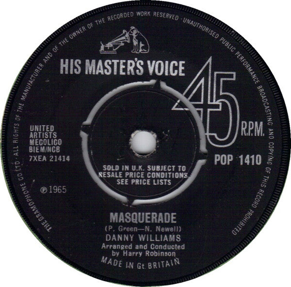 Danny Williams : Go Away / Masquerade  (7", Single)